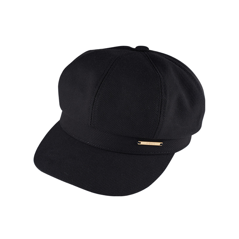 Black Octagonal Shape Newsboy Cap Artist Hat