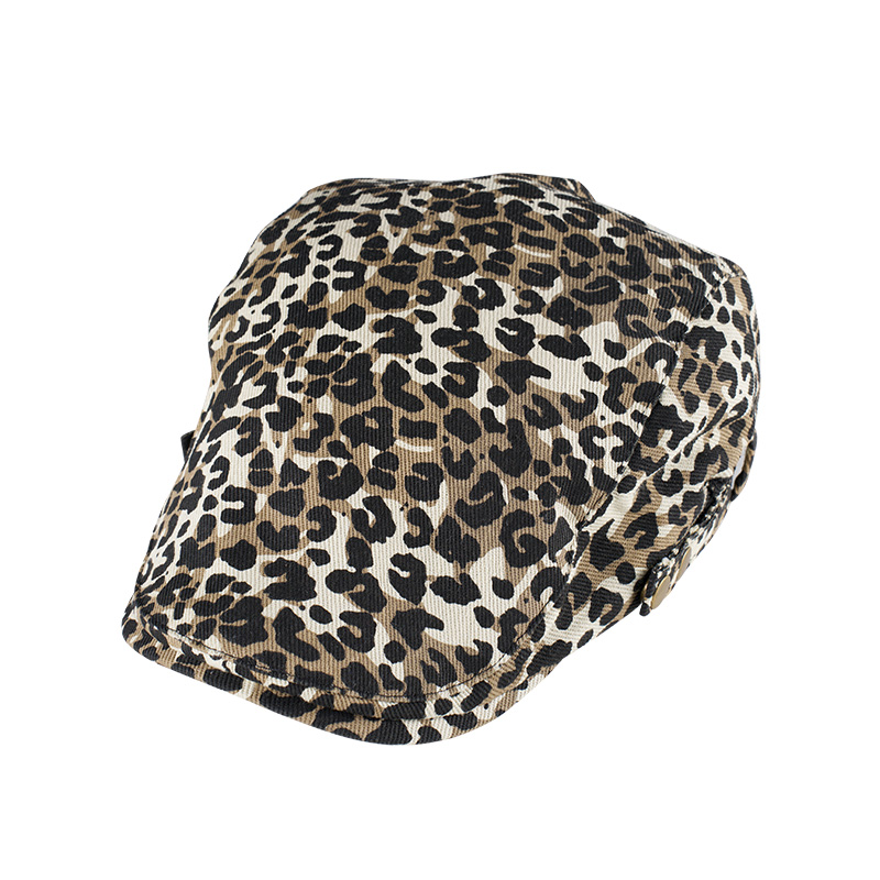 Retro Leopard Print Irish Flat Cap Forward Hat