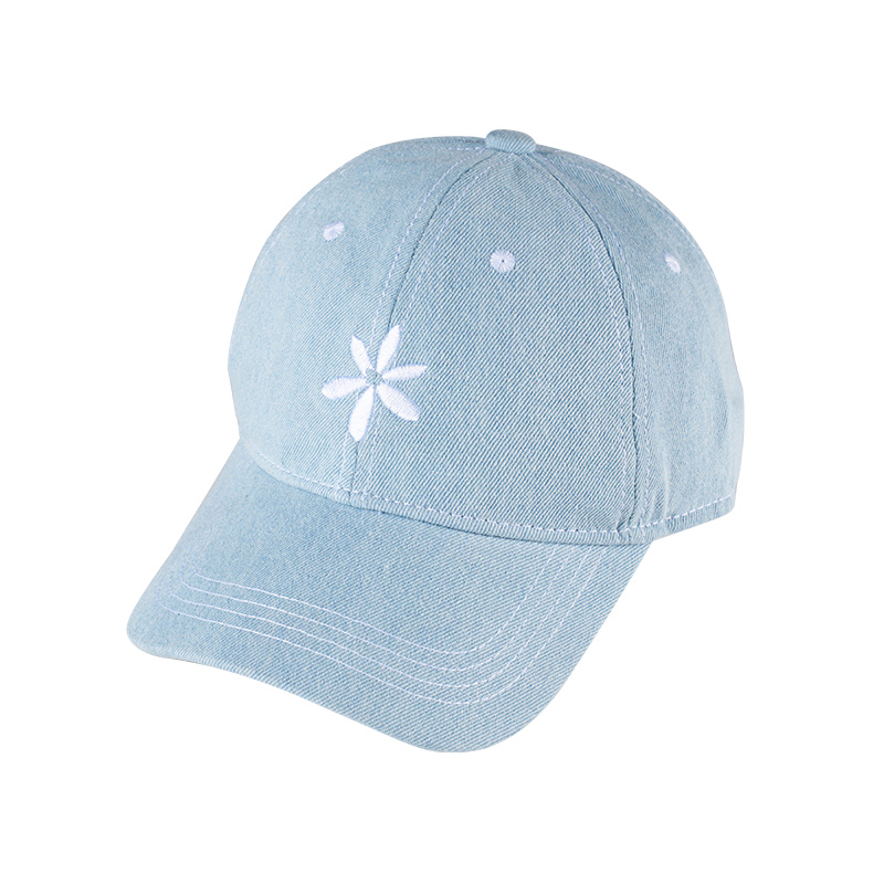 Summer Embroidered Flower Denim Baseball Cap